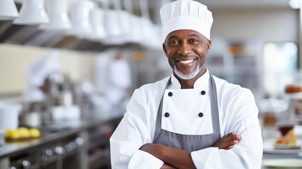 a culinary instructor in a professional kitchen