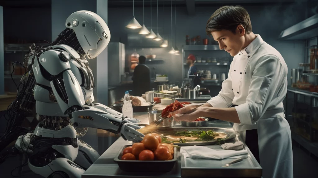 a culinary student using artifical intellegence and robots in cooking