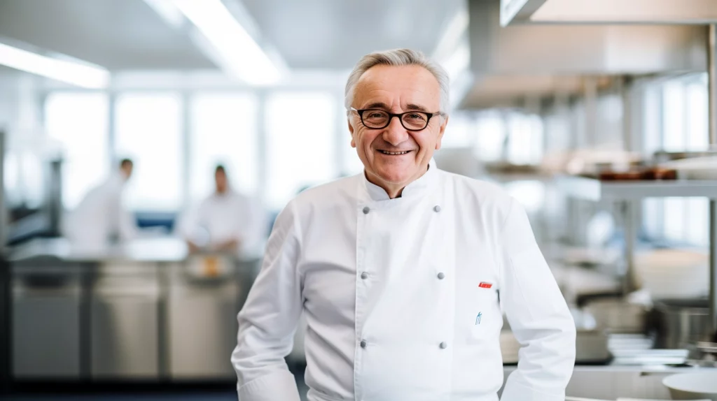 chef Alain ducasse in his kitchen