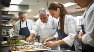 culinary instructor and a student in cookler